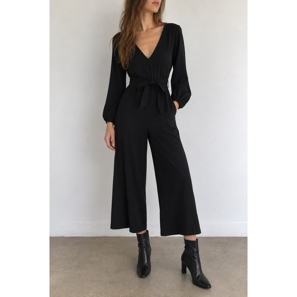 Wilfred Black Ecoulement Open Back Wide Leg Jumpsuit Size 2 Minimalist